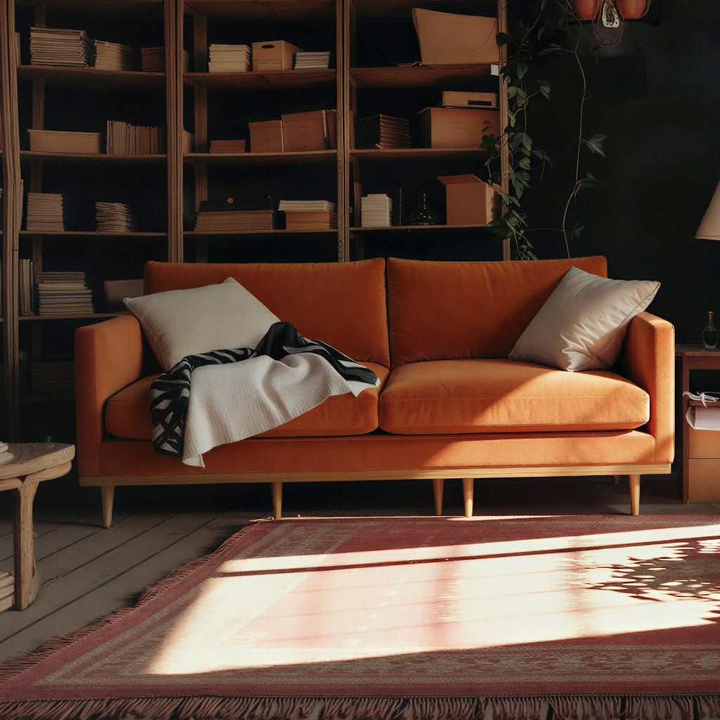 Sunset Velvet Blood Orange Sofa