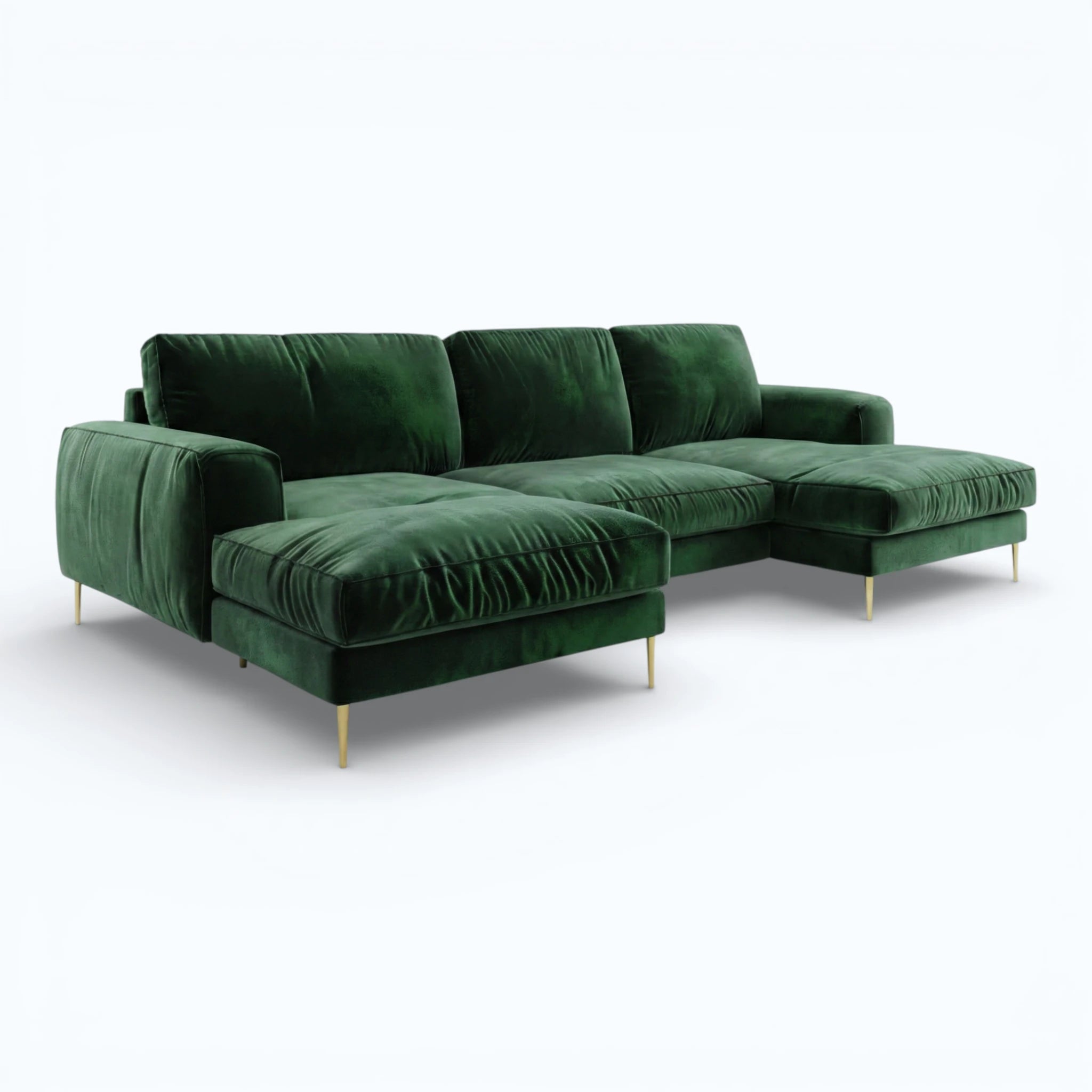 Viridian Velvet Chaise Sectional