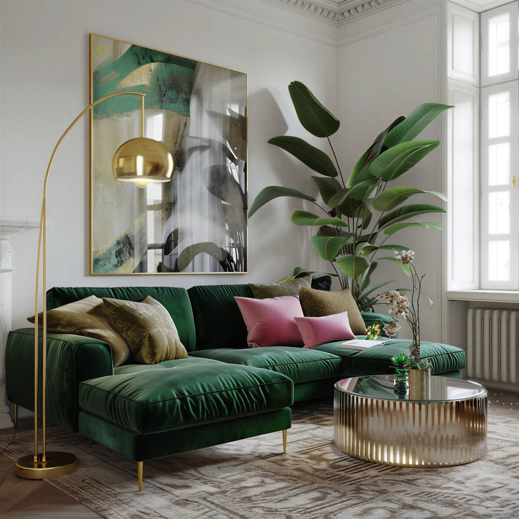 Viridian Velvet Chaise Sectional