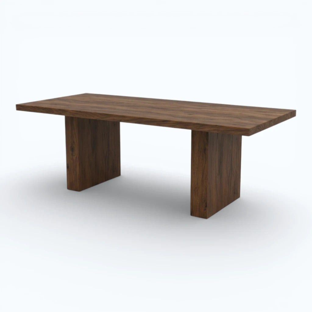 Bodhi Block-Base Dining Table in Warm Acacia