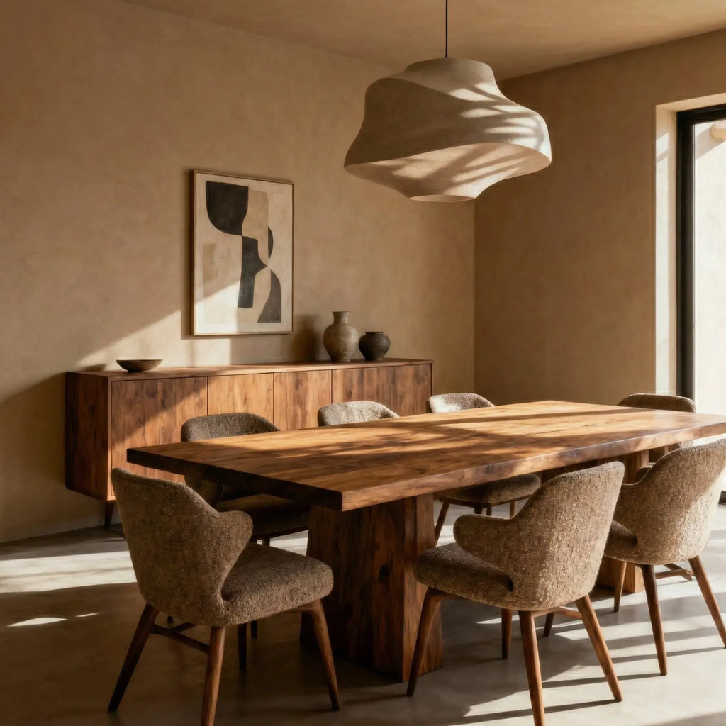 Bodhi Block-Base Dining Table in Warm Acacia