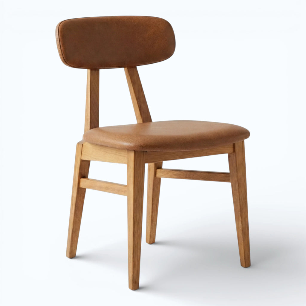 Soren Split-Back Dining Chair in Caramel Leather