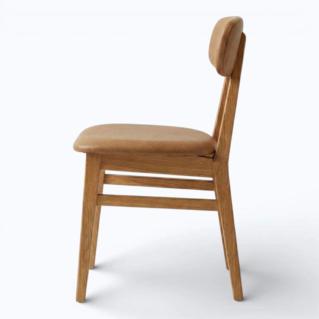 Soren Split-Back Dining Chair in Caramel Leather