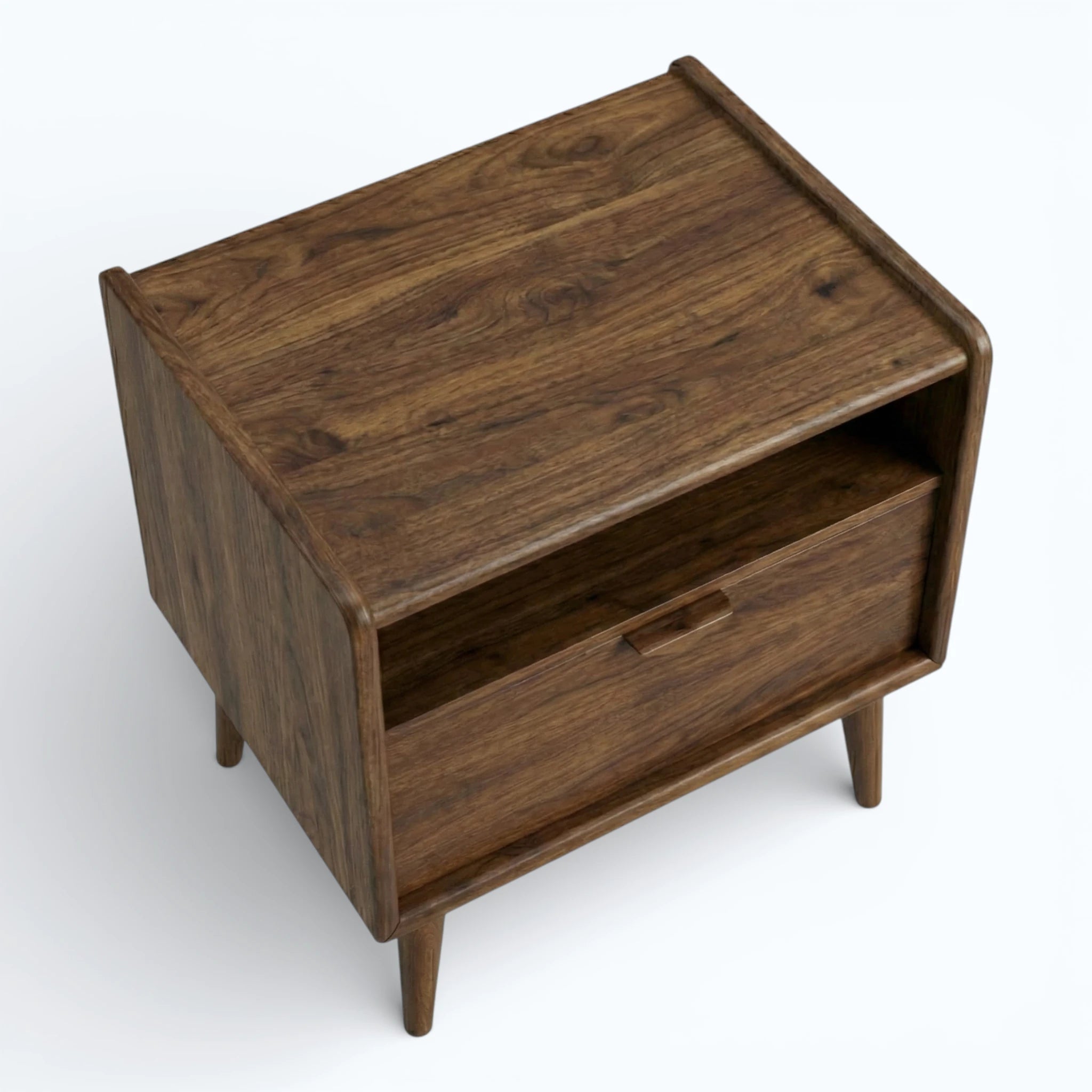 Elias Mid-Century Nightstand in Warm Walnut